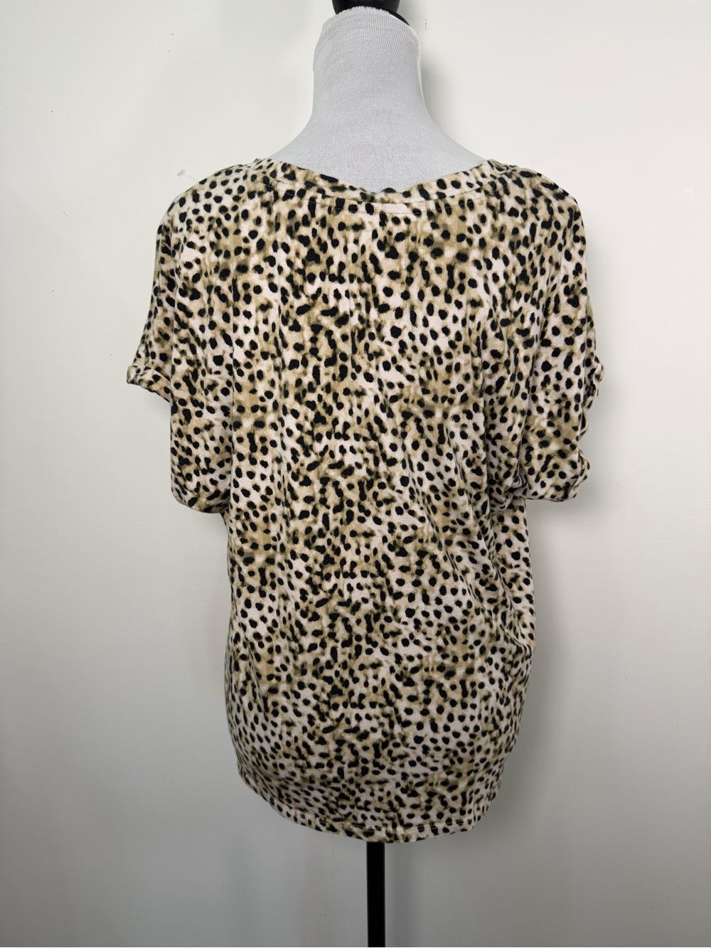 Tommy Bahama Leopard Print V-Neck Short Sleeve Top - Beige and Black - Picture 3 of 6